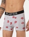 Shop Men's Grey & White All Over Lips Printed Striped Cotton Trunks-Design