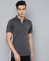 Shop Men's Grey & White Color Block Slim Fit Polo T-shirt-Front