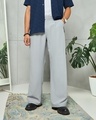 Shop Men's Grey Wide Leg Korean Pants-Front