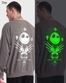 Shop Men's Grey Your Worst Nightmare Graphic Printed Oversized Sweatshirt-Front