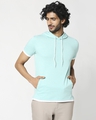Shop Men's Half Sleeve Melange Hoodie T-Shirt