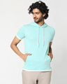 Shop Men's Half Sleeve Melange Hoodie T-Shirt-Front