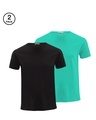 Shop Pack of 2 Men's Black & Green T-shirt-Front
