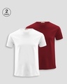 Shop Pack of 2 Men's Red & White T-shirt-Front