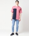 Shop Men's Heather Rose & Blue Color Block Oversized T-shirt
