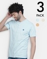 Shop Pack of 3 Men's Henley Cotton T-shirt-Front