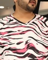 Shop Men's Hot Pink & Ivory White Animal Printed Oversized Plus Size T-shirt