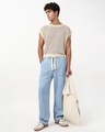 Shop Men's Ice Blue Washed Straight Fit Mid-Rise Jeans-Full