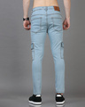 Shop Men's Ice Blue Slim Fit Cargo Jeans-Full