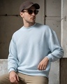 Shop Men's Ice Blue Textured Oversized Sweatshirt-Front