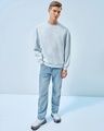 Shop Men's Ice Blue Textured Oversized Sweatshirt