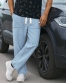 Shop Men's Ice Blue Washed Straight Fit Mid-Rise Jeans-Front