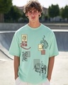 Shop Men's Iceberg Green Nawaab Graphic Printed Oversized T-shirt-Front