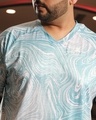 Shop Men's Icy Blue & White Abstract Printed Oversized Plus Size T-shirt