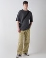 Shop Men's Beige Oversized Parachute Pants-Full