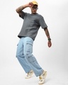 Shop Men's Light Blue Baggy Fit Washed Cargo Mid-Rise Jeans