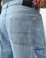 Shop Men's Light Blue Baggy Fit Washed Cargo Mid-Rise Jeans