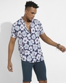 Shop Men's Indigo Blue All Over Floral Printed Shirt-Design