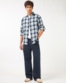 Shop Men's Indigo Blue & Green Checked Shirt-Full