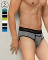 Shop Pack of 5 Men's Multicolor IntelliSoft Antimicrobial Micro Modal Vibe Briefs-Front