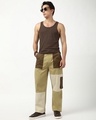 Shop Men's Irish Cream Color Block Straight Fit Cargo Pants-Full