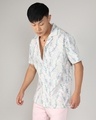 Shop Men's Ivory White & Icy Blue Floral Printed Relaxed Fit Shirt-Design