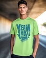Shop Men's Jade Lime Green Yeah Nah Typography T-shirt-Front