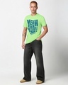 Shop Men's Jade Lime Green Yeah Nah Typography T-shirt-Full