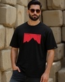 Shop Men's Jet Black Altitude Graphic Printed Oversized T-shirt-Front