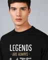 Shop Men's Jet Black Always Late Typography Oversized T-shirt