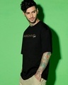 Shop Men's Jet Black Archive DNA Graphic Printed Oversized T-shirt-Full