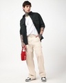 Shop Men's Jet Black Oversized Cargo Shirt-Full