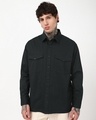 Shop Men's Jet Black Oversized Cargo Shirt