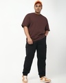Shop Men's Jet Black Baggy Oversized Plus Size Cargo Pants-Full