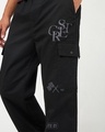 Shop Men's Jet Black Graphic Printed Straight Fit Cargo Pants
