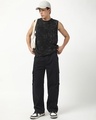 Shop Men's Jet Black Baggy Straight Fit Cargo Pants-Full