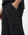 Shop Men's Jet Black Baggy Straight Fit Cargo Pants