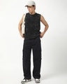Shop Men's Jet Black Baggy Straight Fit Cargo Pants-Full