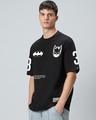 Shop Men's Jet Black Batman Typography Oversized T-shirt-Full