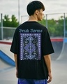 Shop Men's Jet Black Break Norms Graphic Printed Oversized T-shirt-Front