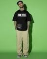Shop Men's Jet Black Chopper Sensei Graphic Printed Oversized T-shirt