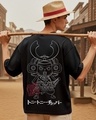 Shop Men's Jet Black Chopper Sensei Graphic Printed Oversized T-shirt-Front
