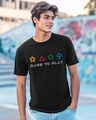 Shop Men's Jet Black Dare To Play Graphic Printed T-shirt-Front