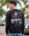 Shop Men's Jet Black Deadpool Graphic Printed Oversized Sweatshirt-Front