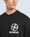 Shop Men's Jet Black Deadpool Graphic Printed Oversized Sweatshirt