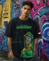 Shop Men's Jet Black Doom Graphic Printed Oversized T-shirt-Front