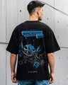 Shop Men's Jet Black Experiment Graphic Printed Oversized T-shirt-Front