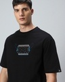 Shop Men's Jet Black Experiment Graphic Printed Oversized T-shirt