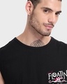 Shop Men's Jet Black Float Graphic Printed Oversized Vest