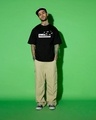 Shop Men's Jet Black Freedom Graphic Printed Oversized T-shirt
